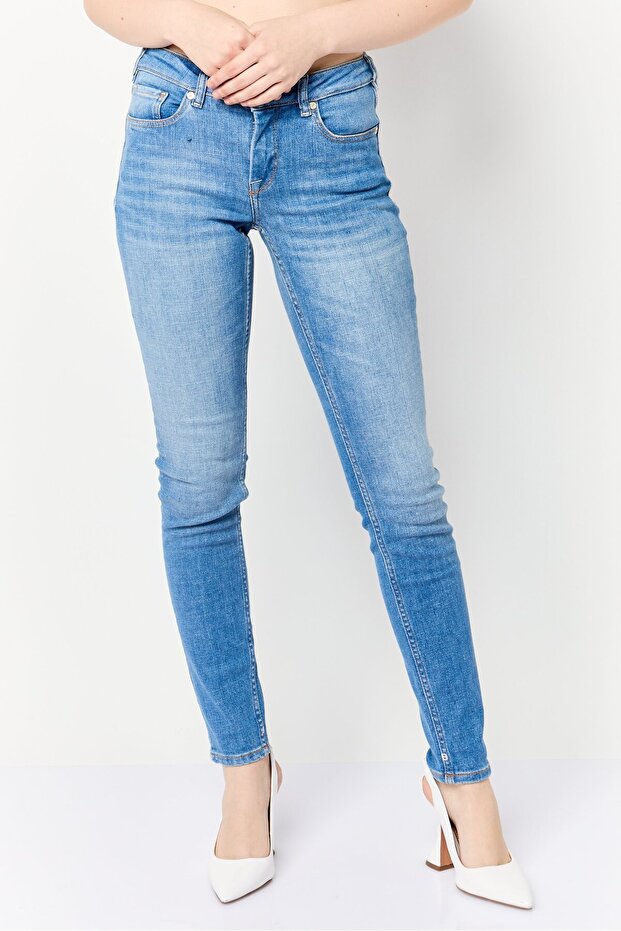 Women Skinny Fit Washed Stretchable Denim Jeans, Blue