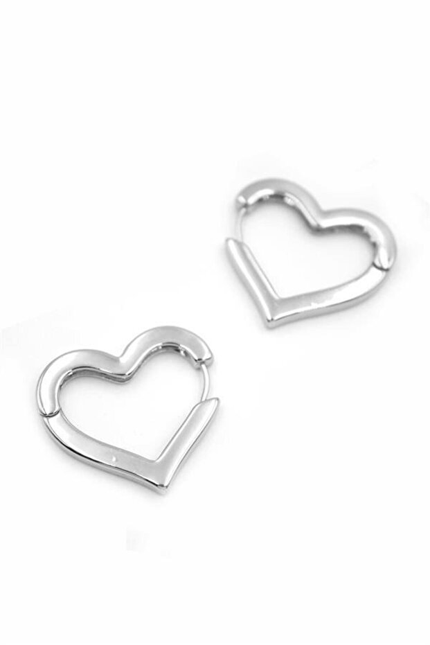 حلق على شكل قلب - فضي - 1