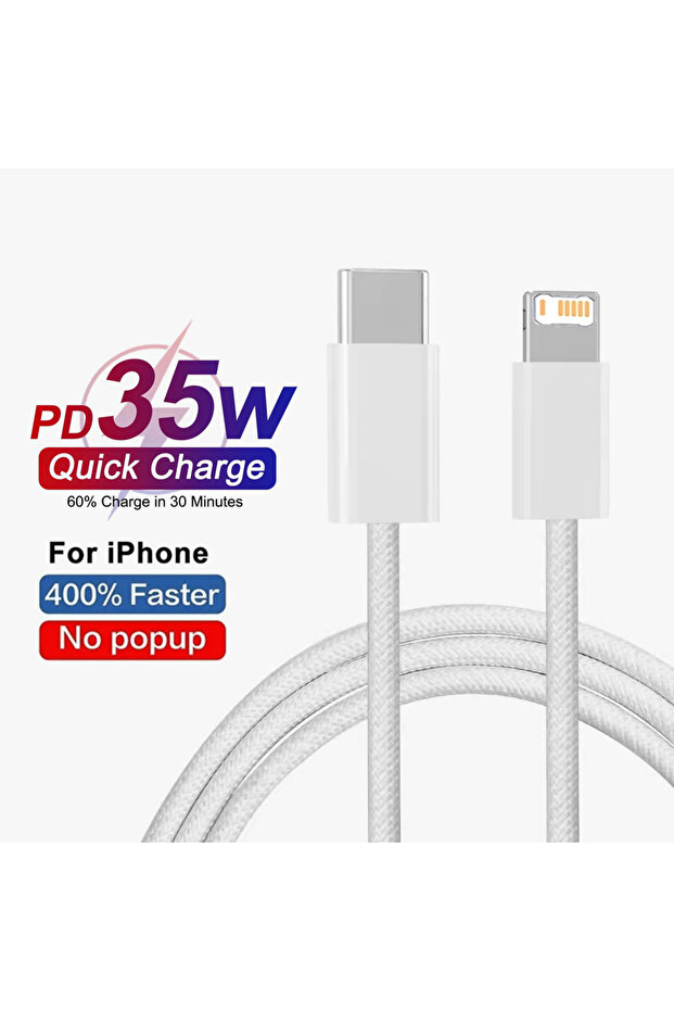 كابل شحن سريع USB-C PD 35 وات رمادي بطول 2 متر لهاتف iPhone 14 Plus 13 12 mini 11 Pro Max X XR XS 8 Rapid Ch