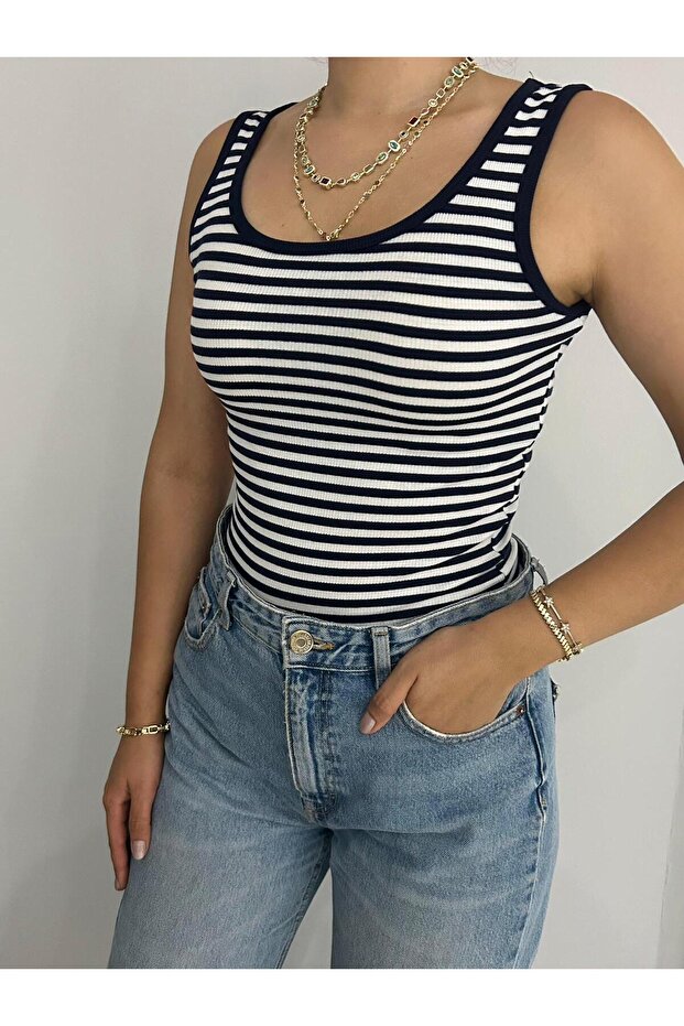 Ribbed Striped Camisole Undershirt - 1