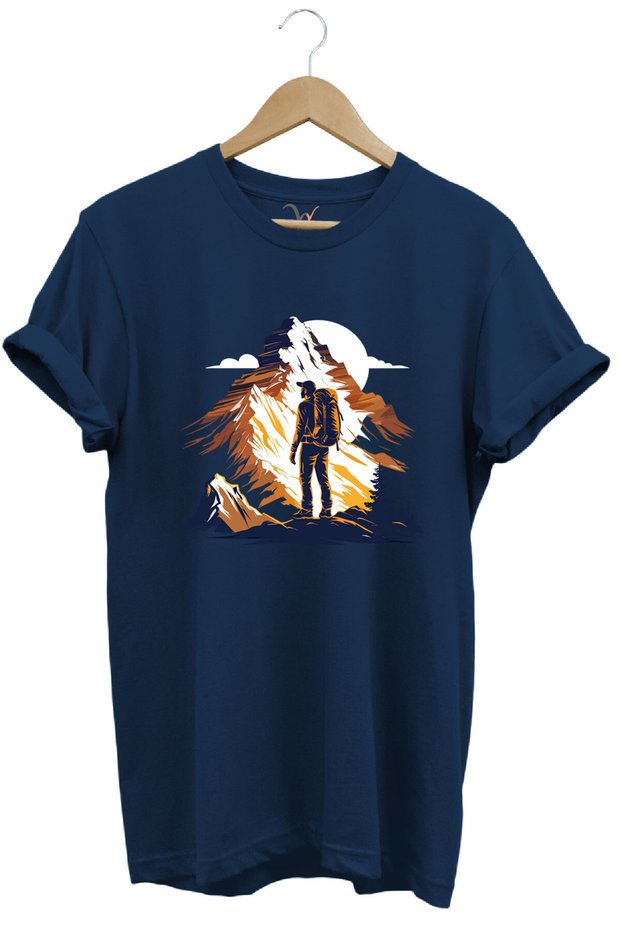 Mountain Mountain Hiking and Snow Landscape Printed 100% Cotton Unisex Regular Fit T-Shirt