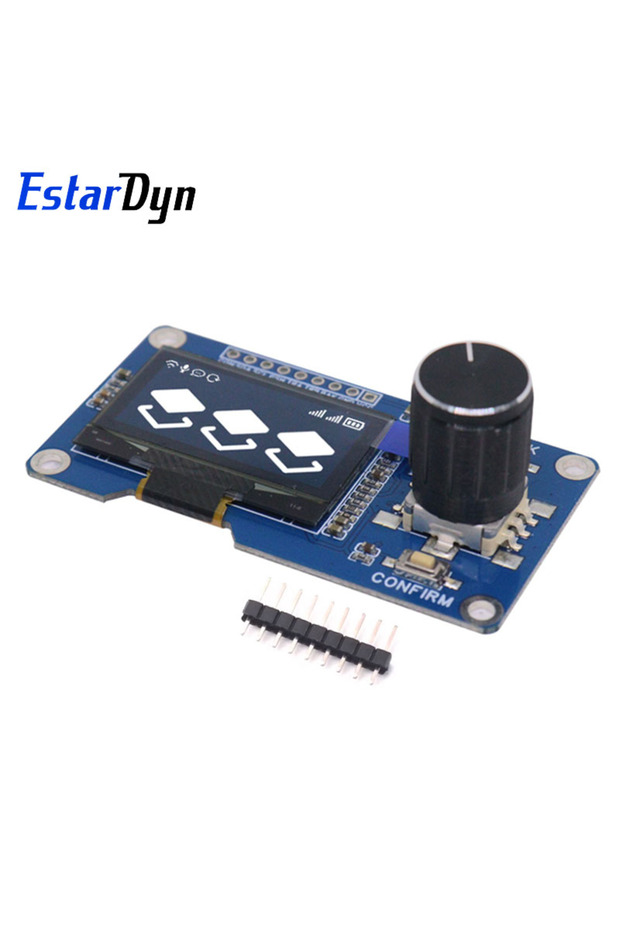 شاشة Estardyn OLED بيضاء مقاس 1.3 بوصة وزر أبيض/أزرق EC11 دوار ومشفر وواجهة IIC LCD