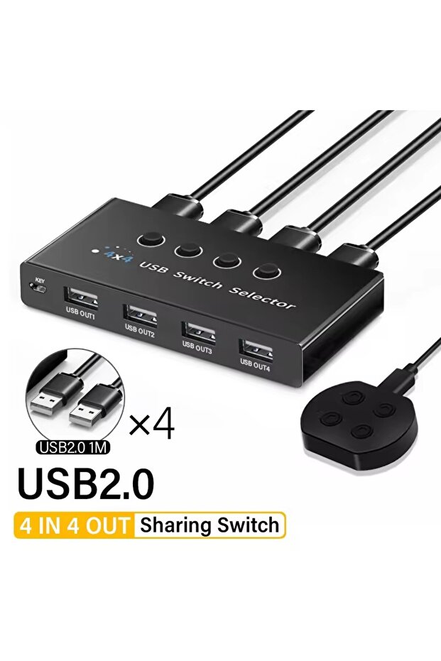 محول موزع USB2.0 4 في 4 مخرج KVM USB3.0 وحدة تحكم مشتركة محول موزع طابعة USB2.0 f - 1