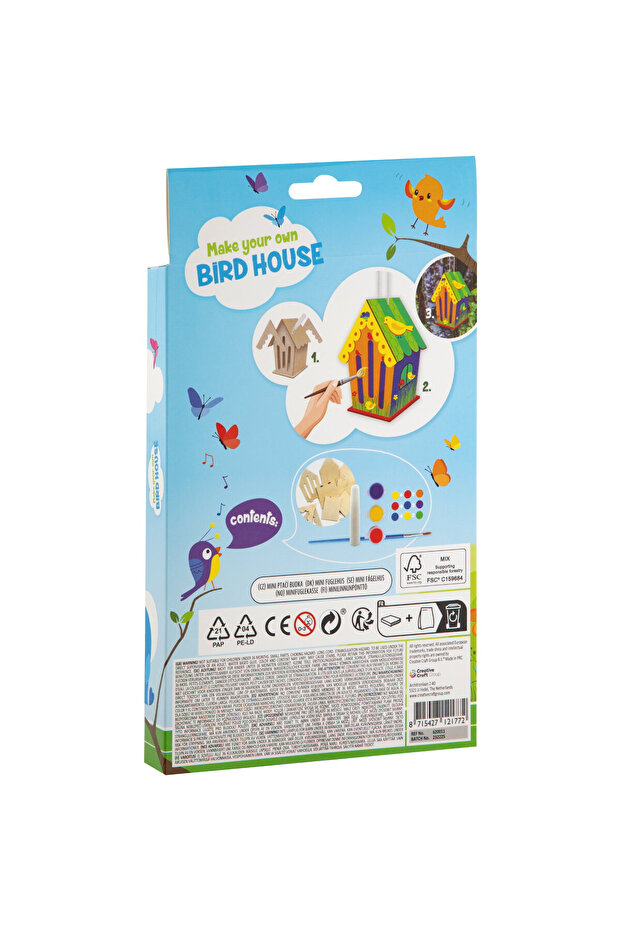 Creative DIY set, Mini birdhouse, build and paint, blue Blue - 2