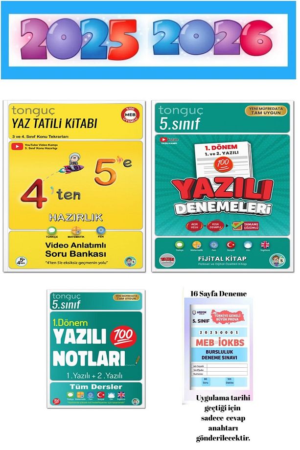 4 Ten 5 e Hazırlık Kitabı + 5. Sınıf 1. Dönem Yazılı Notları ve Deneme Seti - 1
