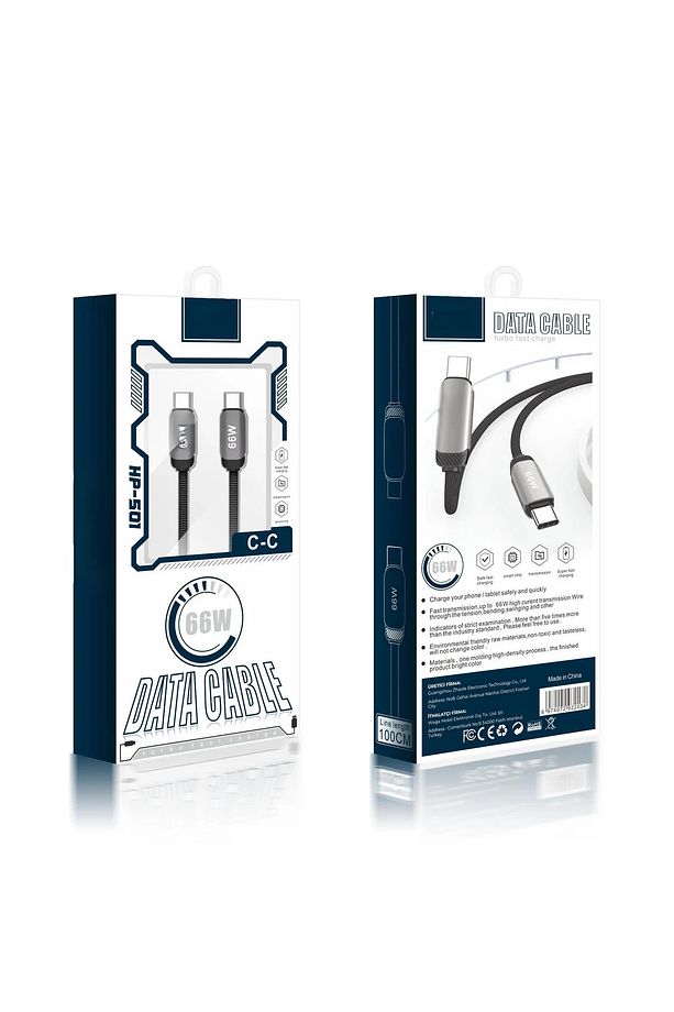 Yeni Nesil Orjinal 66W Turbo Hızlı Şarj, Type-C to Type-C Kablo 1 Metre - 2