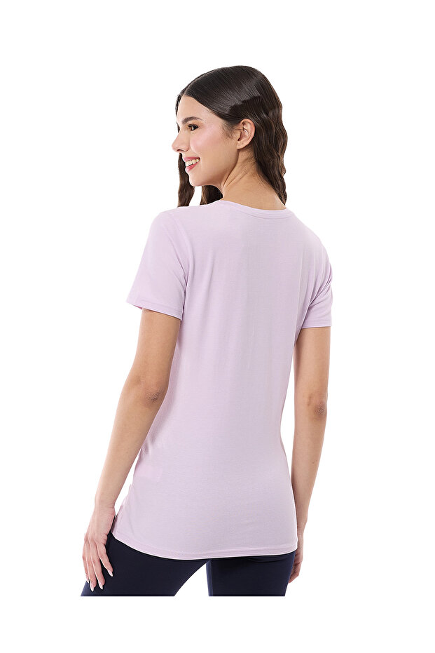 تي شيرت نسائي سادة بفتحة رقبة على شكل حرف V من لافندر فوغ، مقاس 8-18 - 3