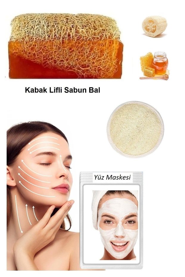 Set of 3 Pumpkin Fiber Face Pad Pouch Pumpkin Fiber Honey Soap Refreshing Skin Care Face Mask