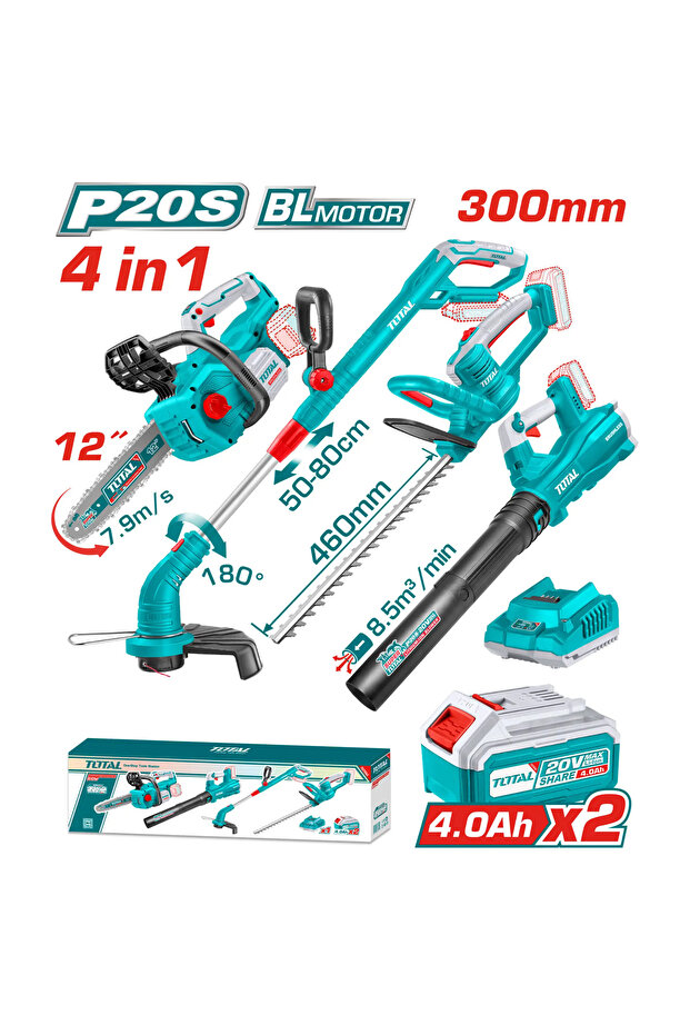 مجموعة عدة بطارية 20v 4-in-1 توتال Tosli250496