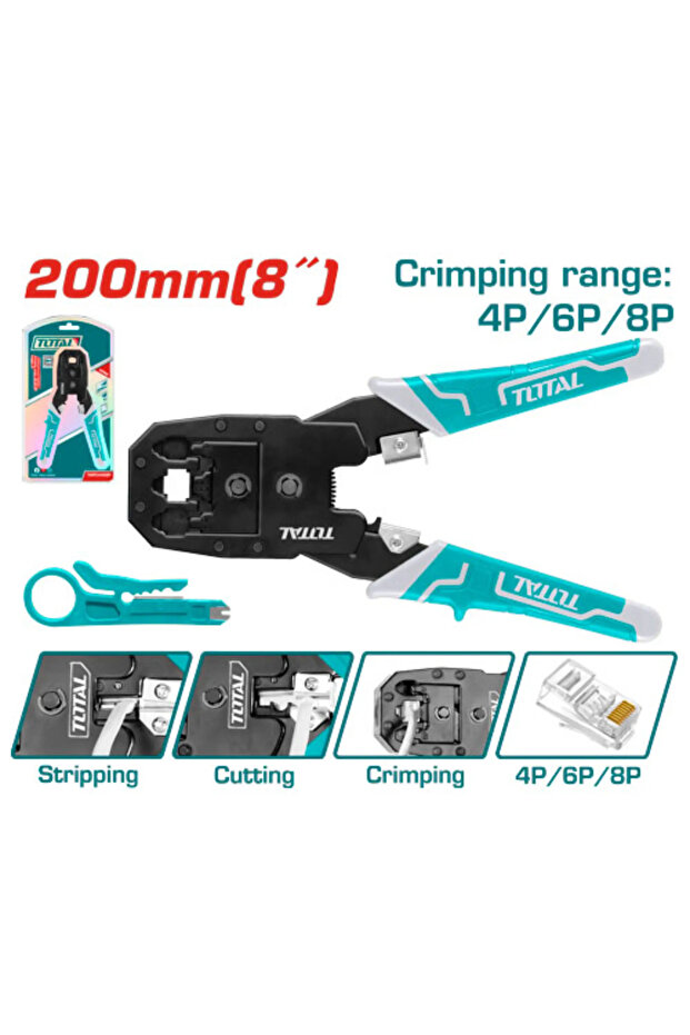 زرادية رؤوس اسلاك 8" 4p/6p/8p توتال Tmpc4468p