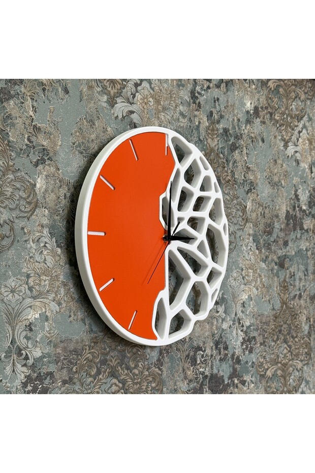 CLOCKS SPLİT FLOW D38 ORGANİK FORM AHŞAP LAKE QUARTZ DUVAR SAATİ - 3