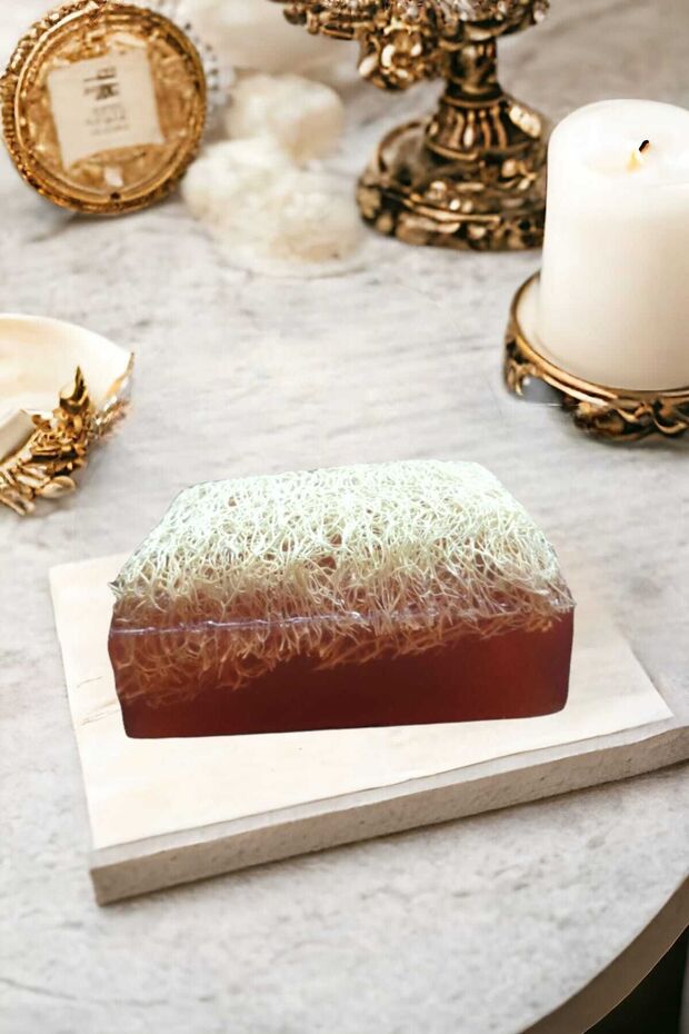 100% Handmade Natural Pumpkin Fiber Coffee Soap 120 Gr