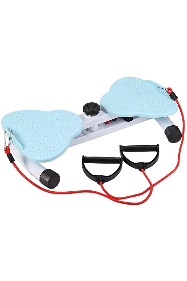Silent Rotating Waist Twister with Resistance Bands Blue Foot Pads