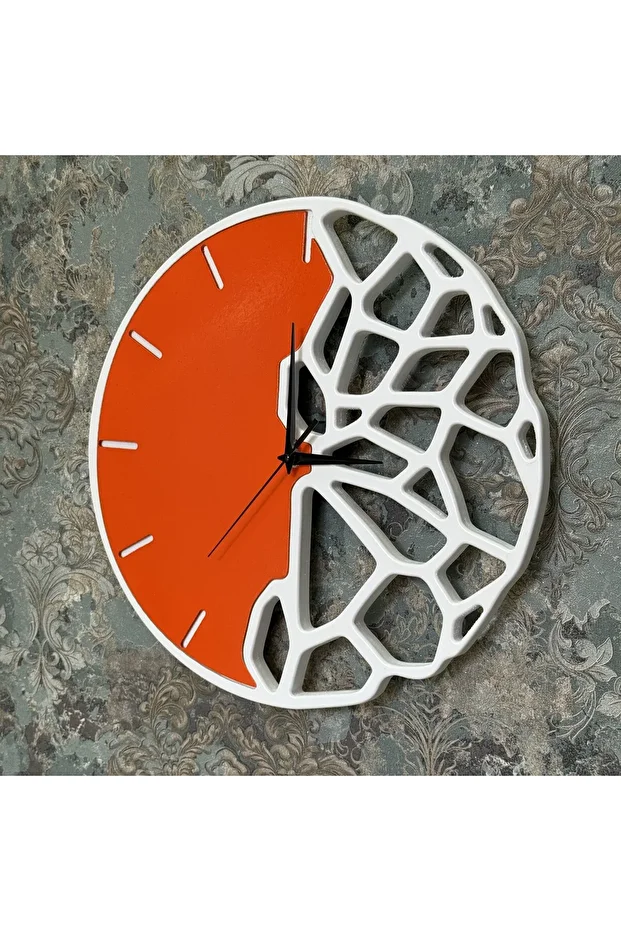 CLOCKS SPLİT FLOW D38 ORGANİK FORM AHŞAP LAKE QUARTZ DUVAR SAATİ - 2