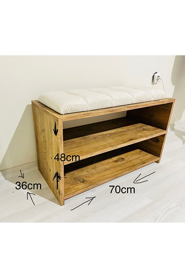 ahşap ayakkabılık iki raflı - 1