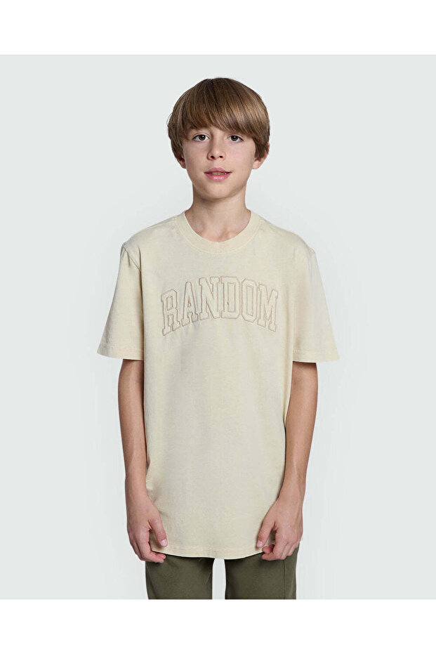 Boys’ Tee In Brown Rice Garment Washed