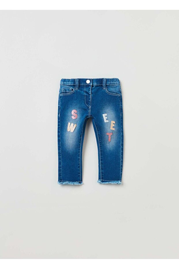 Baby Girl Glitter Print Denim Jeggings