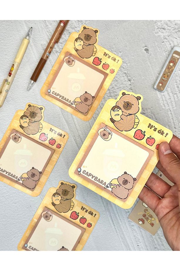 Capybara Desenli Güneşli Anlar Post-it 50 yaprak / Sticky Note / Yapışkanlı Not Kağıdı - 1