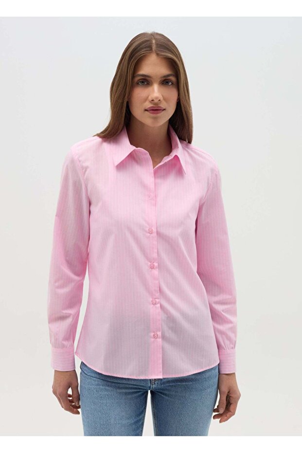 Curvy Shirt In Cotton Blend