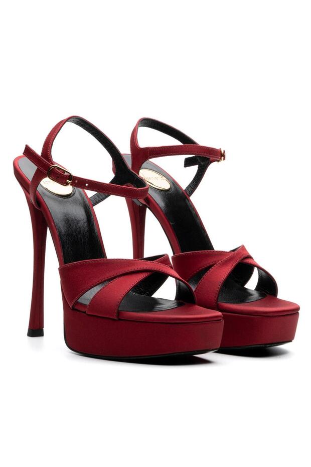 GLARE BORDO TEKSTİL Kadın TOPUKLU SANDALET - 3