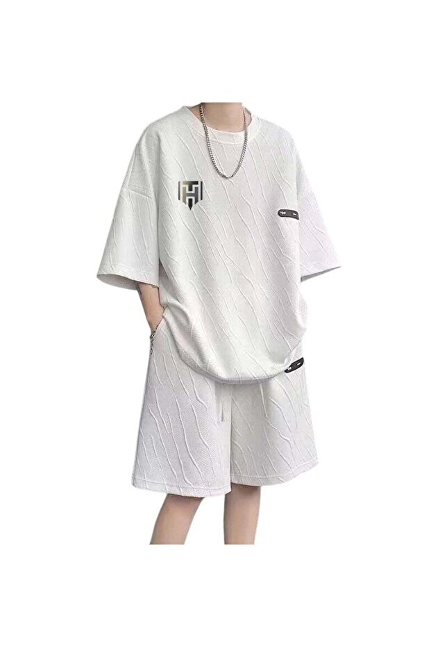Men’s Summer Casual Sportswear Set White Size L