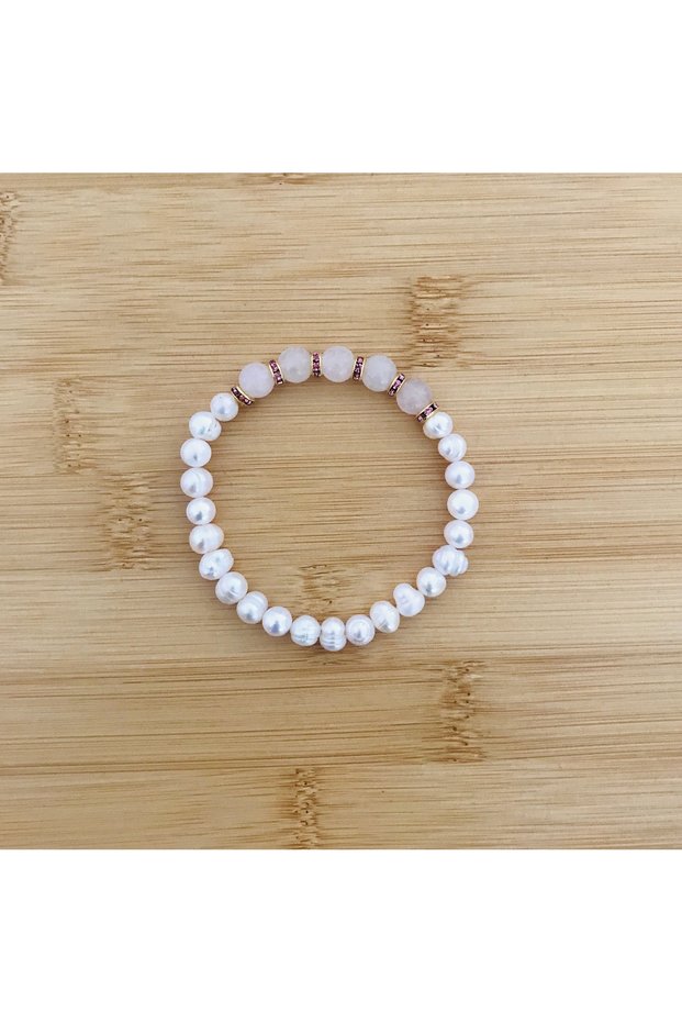 Nazar -Energy Bracelet Genuine Pearl, Pink Quartz Bracelet Mkt060