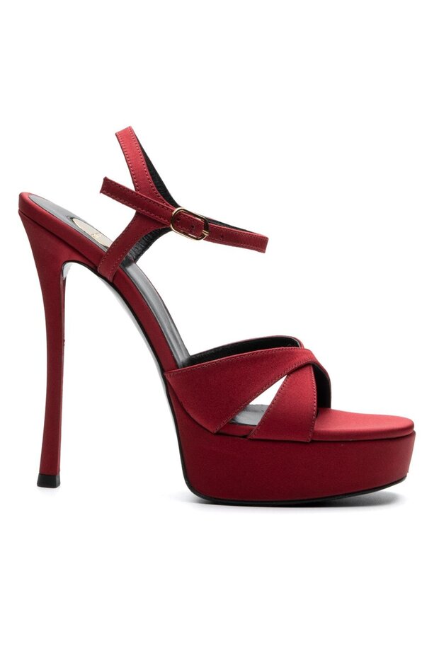 GLARE BORDO TEKSTİL Kadın TOPUKLU SANDALET - 1