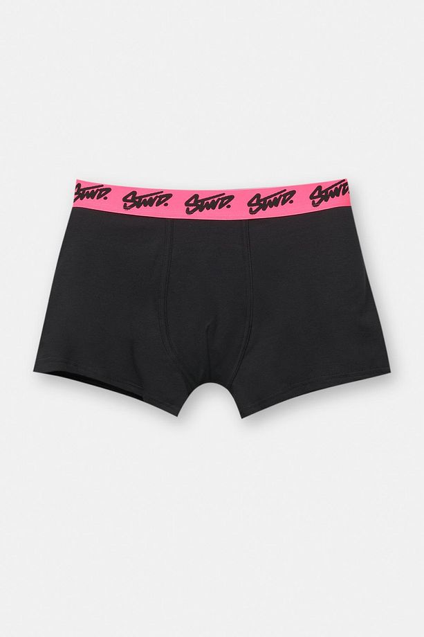 3'lü paket siyah STWD logolu pembe boxer - 2