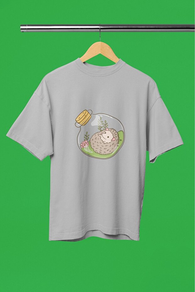 Men/Women's Round Neck Short Sleeve T-Shirt with Transfer Printed on a Bottle