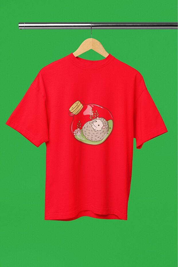 Men/Women's Round Neck Short Sleeve T-Shirt with Transfer Printed on a Bottle