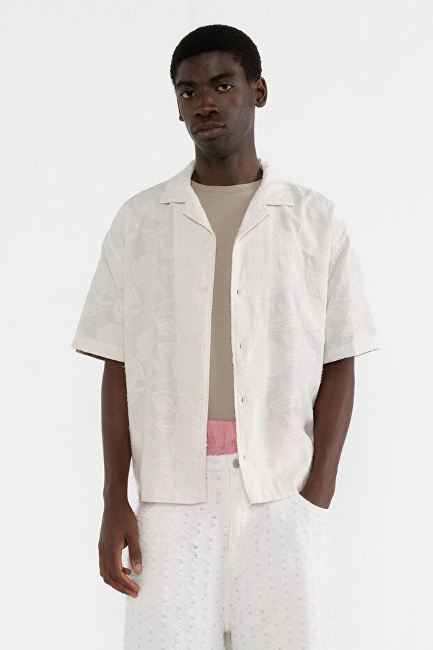 Çiçekli jakarlı gömlek - 2