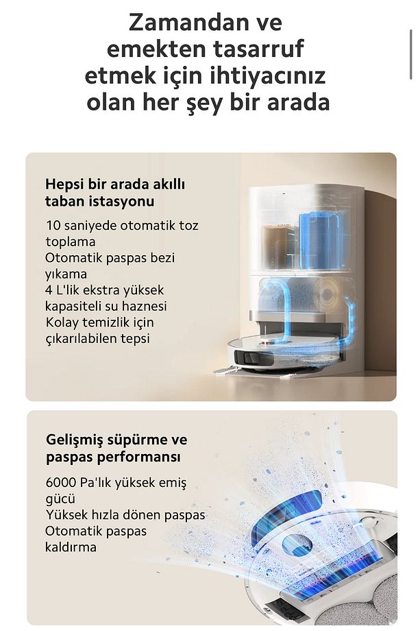 Yeni Robot Vacuum Çöp İstasyonlu Kendini Temizleyen Akıllı Robot Süpürge - 6000Pa Yüksek Emiş - 3