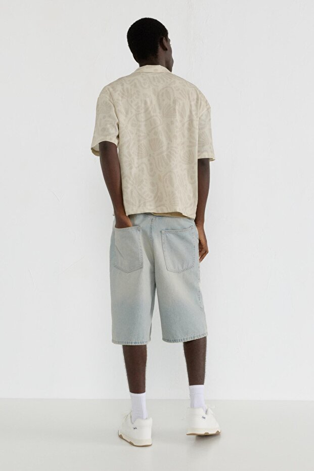 Baskılı kısa kollu gömlek - 4