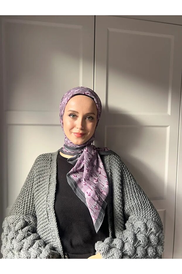 Çiçek Baharı Desen Bambu Eşarp - 2