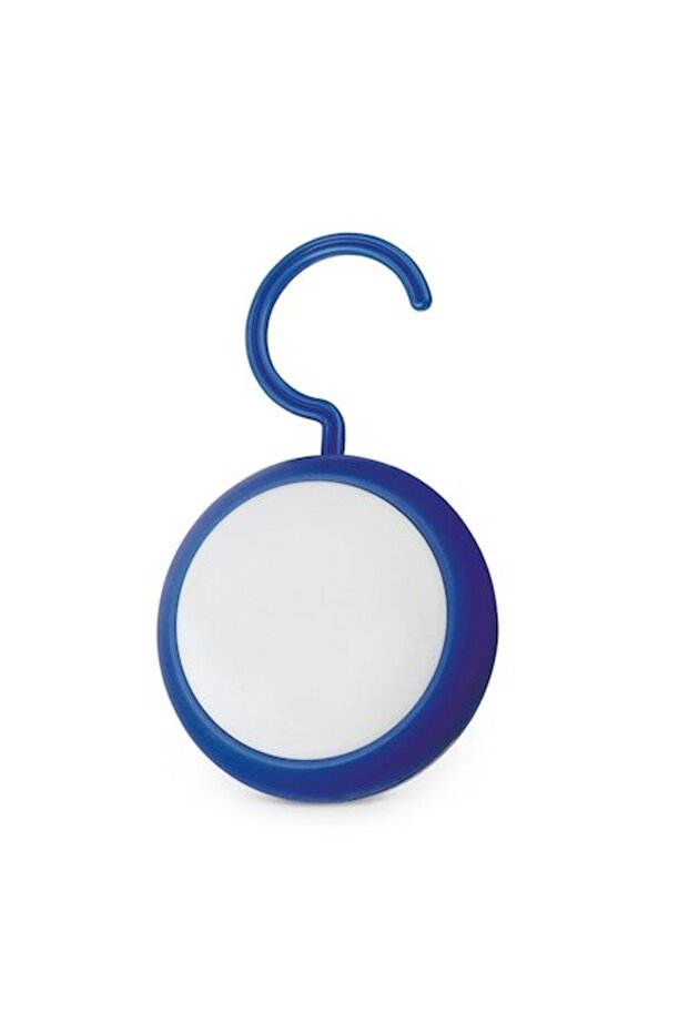 Circular Flashlight with Batteries, Push-On Ignition, Hook, Blue, - 1