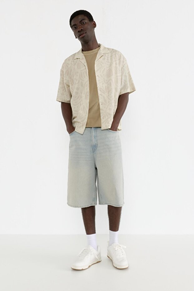 Baskılı kısa kollu gömlek - 3