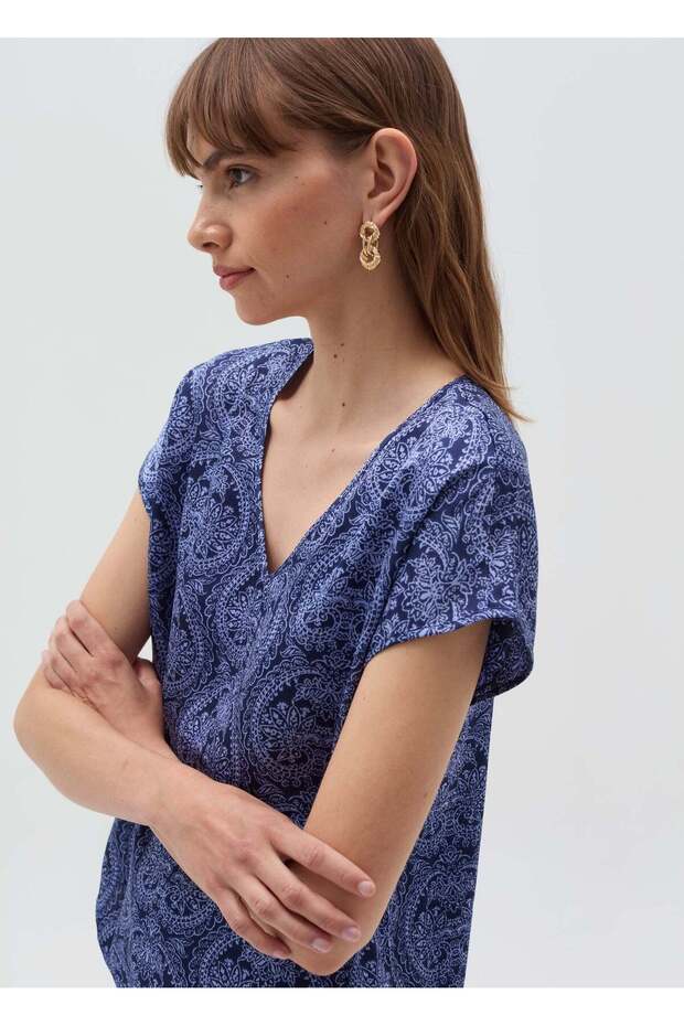 Satin Blouse With V Neck