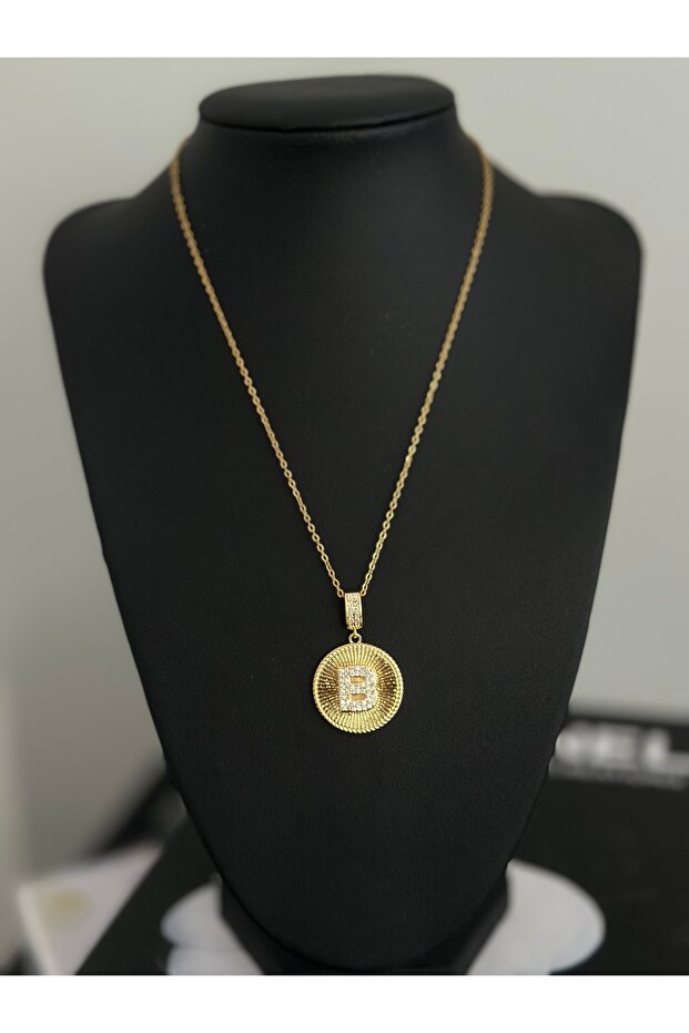 Taşlı B Harf Kolye - 3