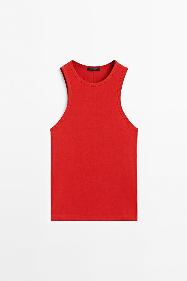 Pamuklu halter yaka top - 5