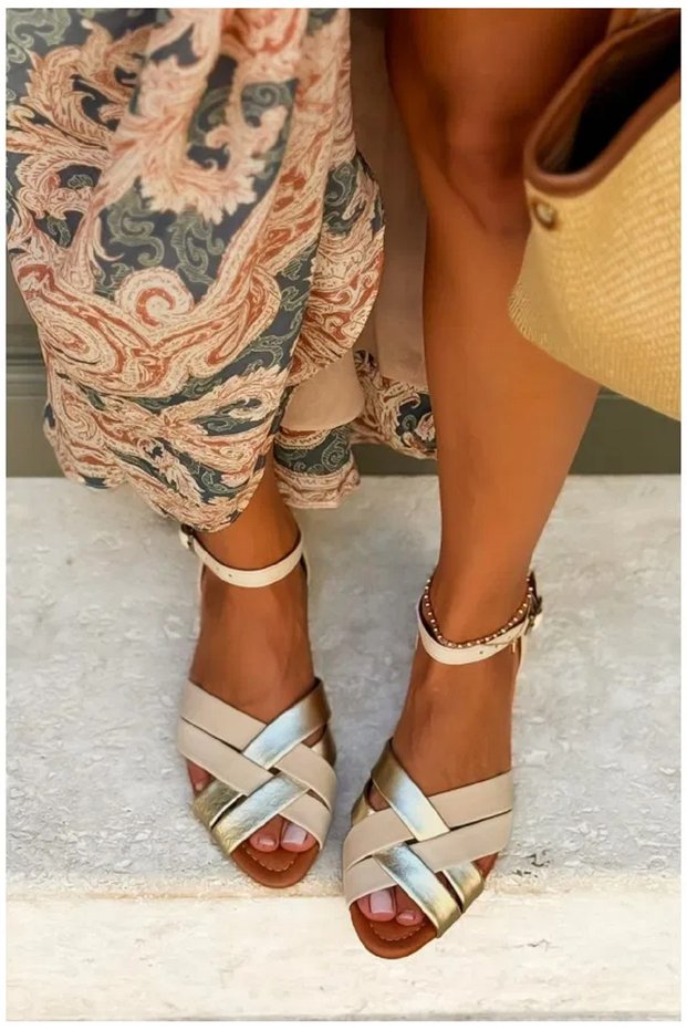 Genuine Leather Buckled Ankle-Tie Cross-Detail Daily Women's Sandals