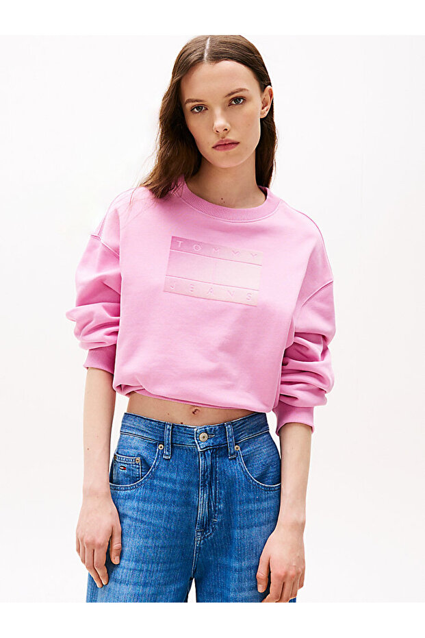 Kadın Pembe Triko Sweatshirt - 1