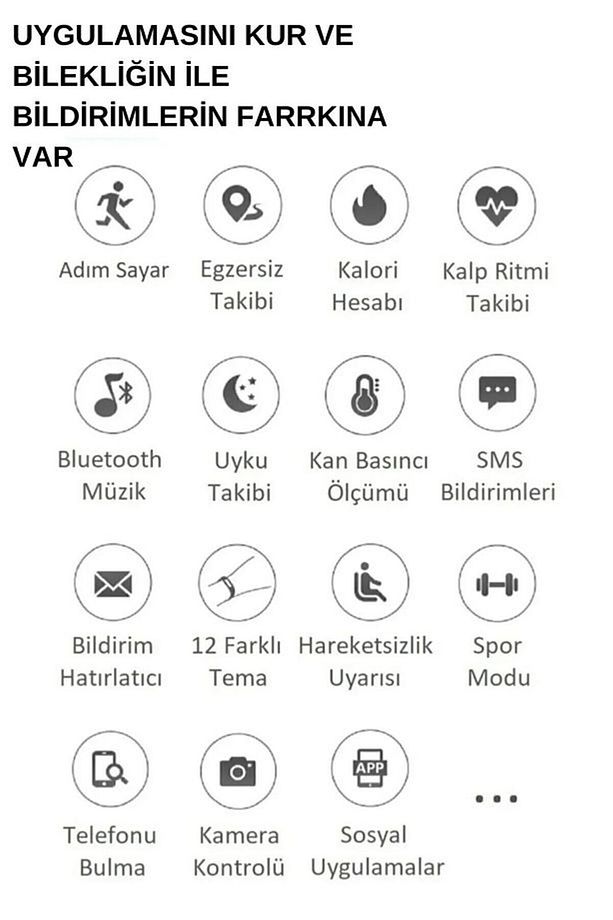 M7 Akıllı Bileklik Renkli İOS & Android Uyumlu Kalp Atış Uyku Takibi Bluetooth Bildirim 2025 - 6