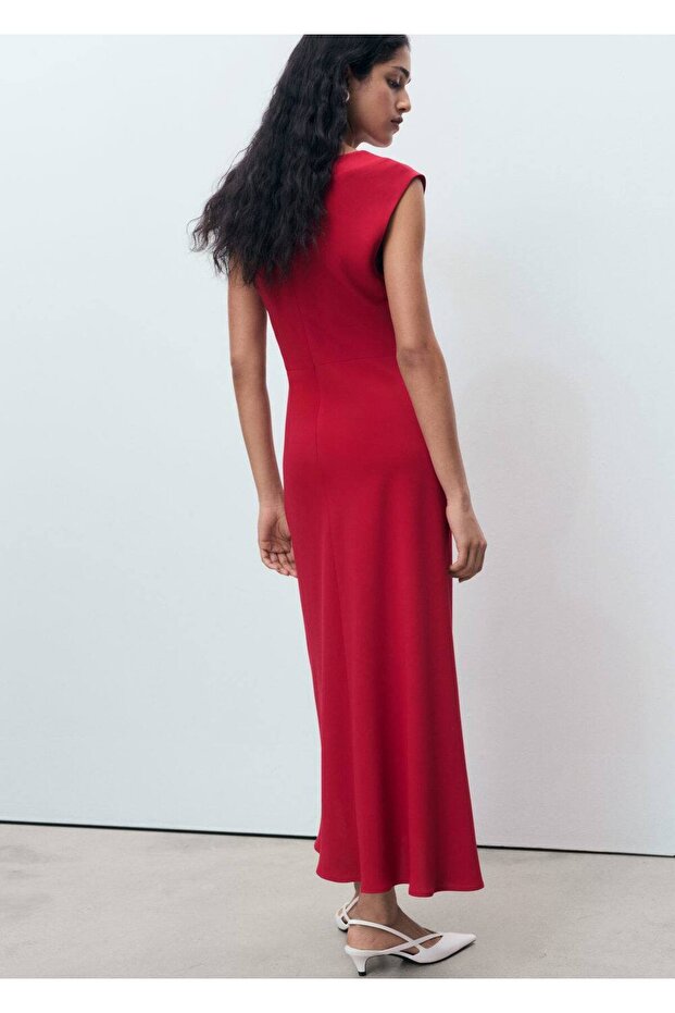 Büzgülü midi boy elbise - 4