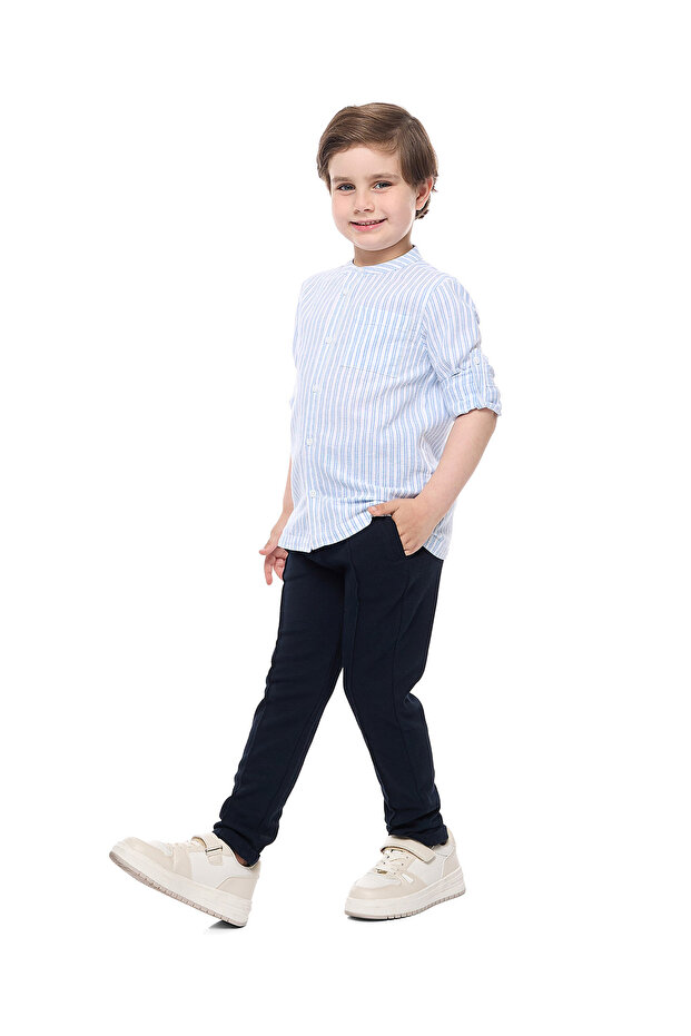 Dark blue BOYS KNIT BOTTOM 2-8Y