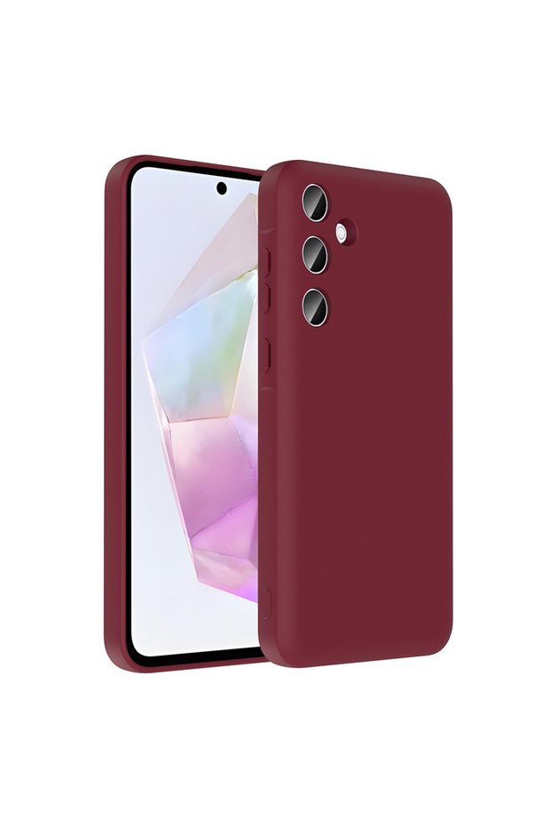 Galaxy A26 Case Camera Protected Card Holder Compartment Senk Vitra Cover - Plum