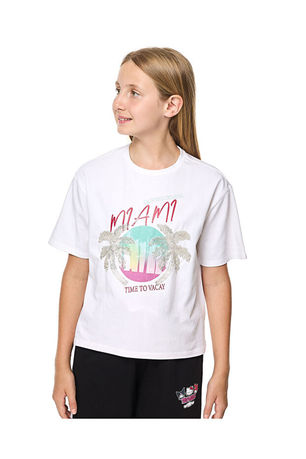 White GIRLS FASHION TEE 8-16Y