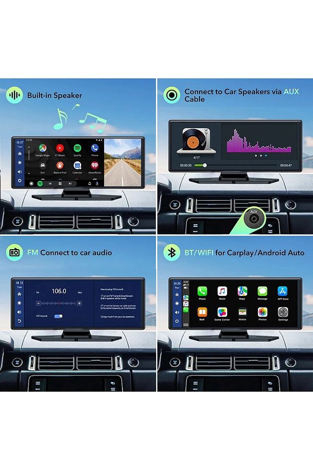4K 10.26 İnç Cam DVR Dokunmatik Ekran Araba Ses Sistemi Carplay Android Auto CarPlay Monitörü - 6