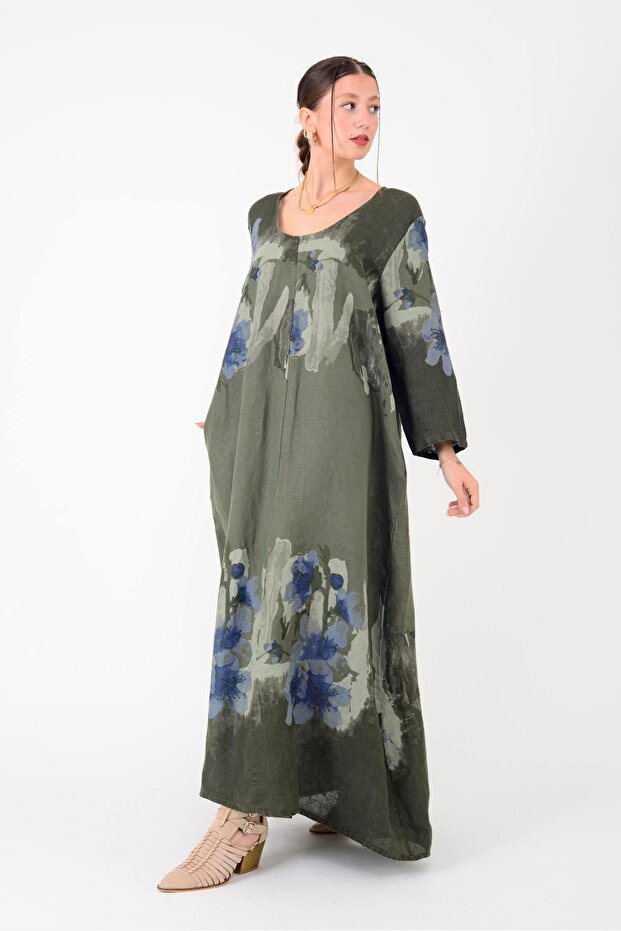 Women's Casual Cut Linen Fabric Long Dress