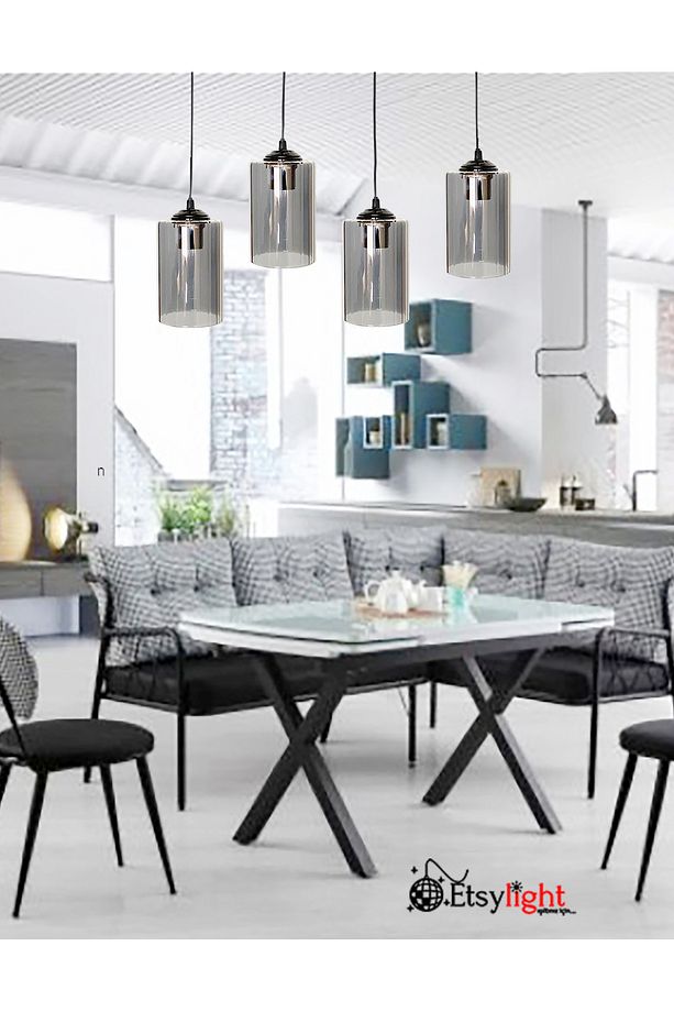 Gri 4 Antre Lüx Avize, Mutfak, Salon, Yemek Odası için şık aydınlatma seçeneği - 6