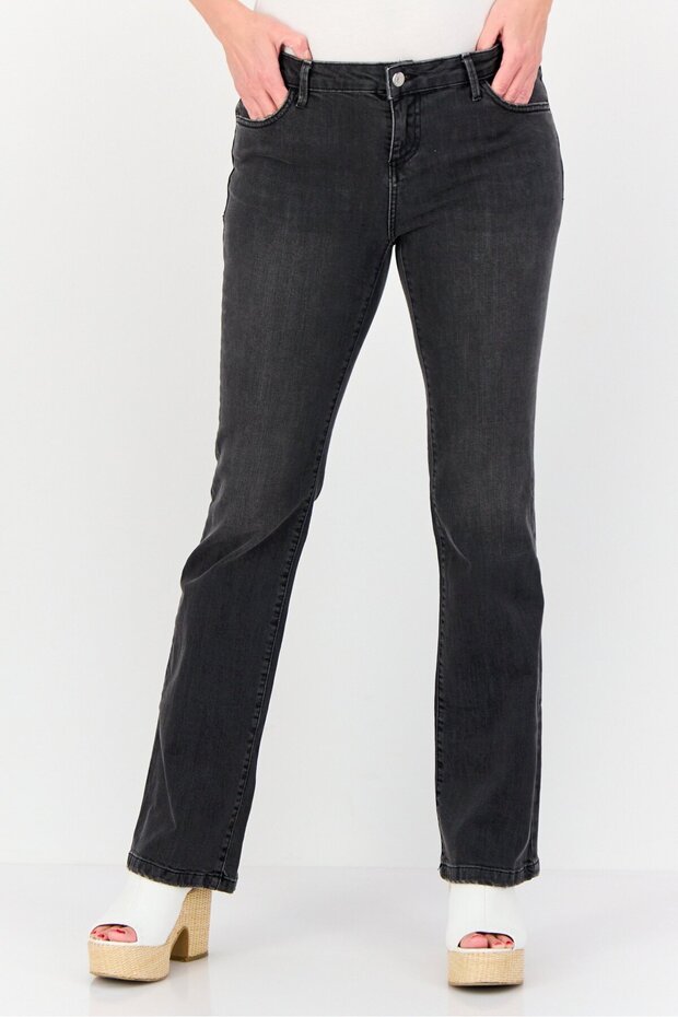 Women Bootcut Fit Washed Stretchable Jeans, Black